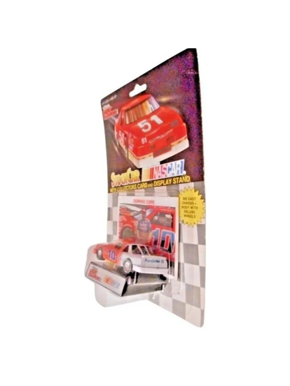 Vintage Racing Champions Die Cast NASCAR Stock Car Derrick Cope 10 Card Stand